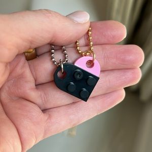 Best Friends or Couplea Lego Heart Necklace